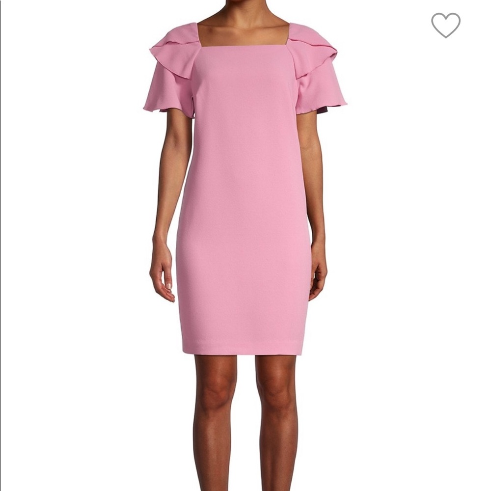 Trina Turk pink wander ruffle-sleeve sheath dress